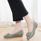 Flats Shoes Woman Foable Ballets Metal Buckle Bow Flats Lady Fall Shoes Girl Ballerina Dress Moccasin Rhinestone scintillation