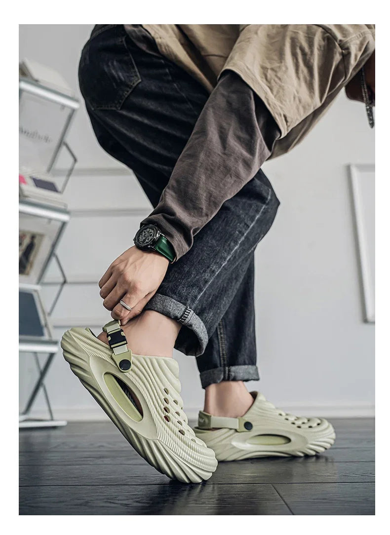 New Men Massage Slippers Slides Indoor Outdoor Sandals Beach Casual Shoes Comfortable Sole Men's Slippers