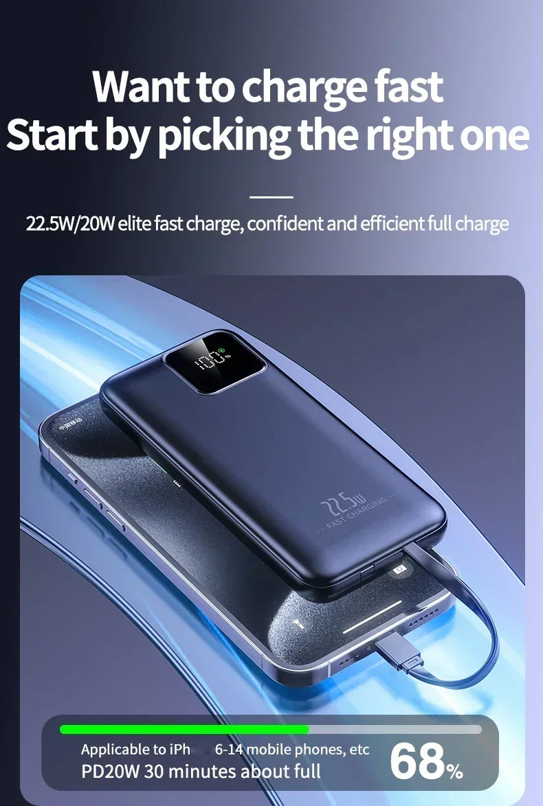 20000mAh Power Bank External Battery 22.5W Fast Charging Portable Charger for IPhone Xiaomi Huawei Poco Powerbank 2025 New