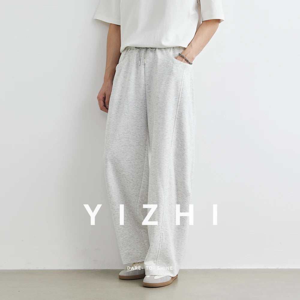 Men's American Fashion Casual Pants 2025 Summer New Style Solid Color Loose Drag Sweatpants Sports Straight Trousers Men's Wear