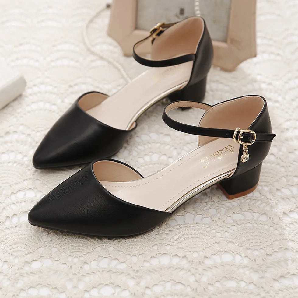 Women Heels Mary Janes High-heeled Sandals Pointed Toe Elegant Woman Shoes Pumps Medium Heel New In Casual Comfortable Designer