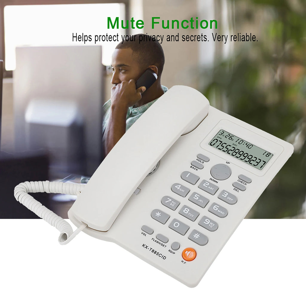 Caller ID Telephone Desktop Corded English Landline Support Handsfree Calling Pause Hold Mute Function for Home Hotel Office