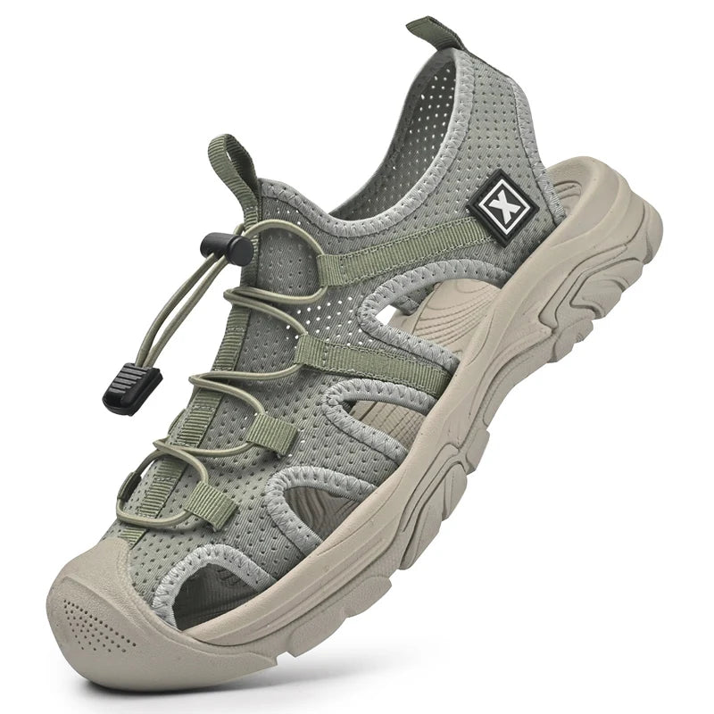 Handmade Sandals Men Breathable Summer Shoes Man Outdoor Men Sandals Antiskid Beach Sandals Hollow Shoes Collision Avoidance