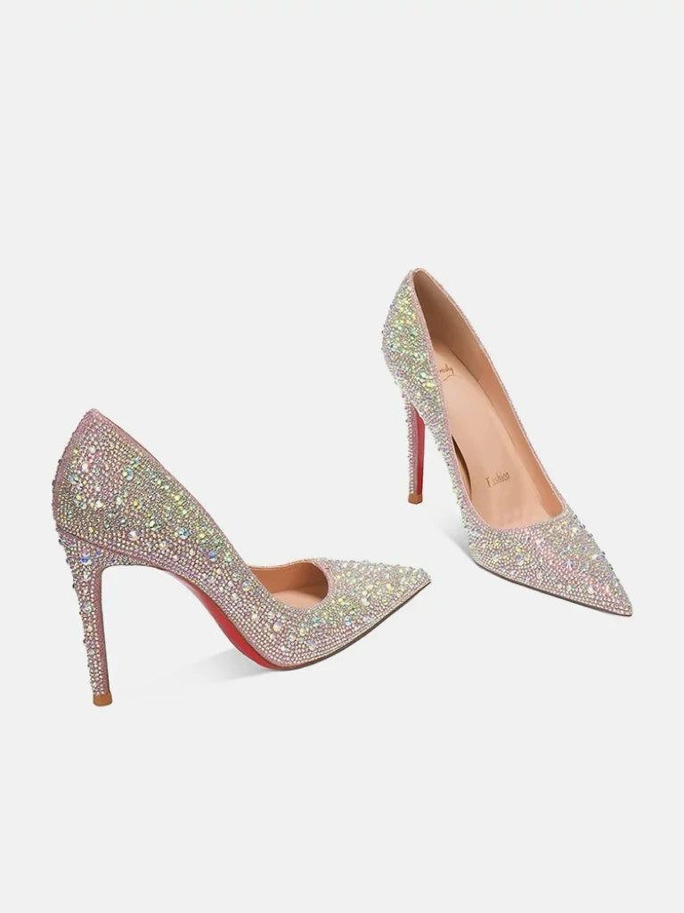 High Heels Women Star Style Sexy Red sole luxury Brand  Woman High Heels Pointed toe glitter Pumps elegant Party Shoes