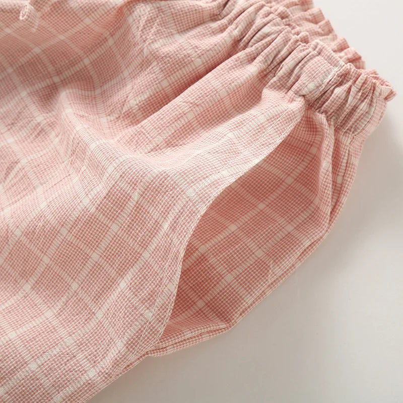 Pajama Pants Women Plaid Cotton Home Trousers Loose Breathable and Soft Straight Leg Trousers Fashionable Sleeping Pants