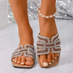 Women Slippers Lightweight Fashion Sexy Slippers Summer Casual Comfortable Shoes Women Square Toe Flat Heel Sandals Slides Women