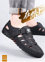 Men Sandals Leather 2024 Summer Breathable Casual Shoes for Man Slip on Clogs Outdoor Walking Shoes Non Slip Hand Made Sandalias