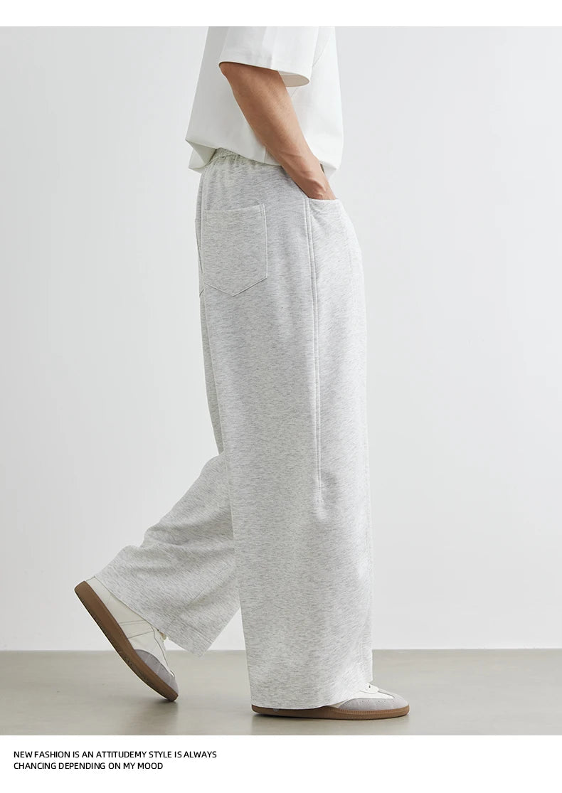 Men's American Fashion Casual Pants 2025 Summer New Style Solid Color Loose Drag Sweatpants Sports Straight Trousers Men's Wear