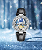 Women Automatic Mechanical Watch Top Brand Luxury Leather Waterproof Watches Ladies Skeleton Tourbillon Clock reloj mujer New