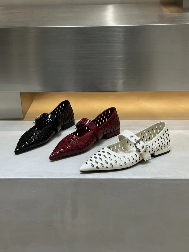 Women Sandals Pointed Toe  Flats Hollow Loafers Shoes Fashion Elegant Summer Woman Shoes Brand Casual Cozy Женские Сандалии