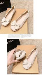 Women's 2025 Shallow Mouth Flats with Bow Soft Soled Summer Slope Heel Super Soft Lazy Shoes Low Cut Comfort Ladies Flats