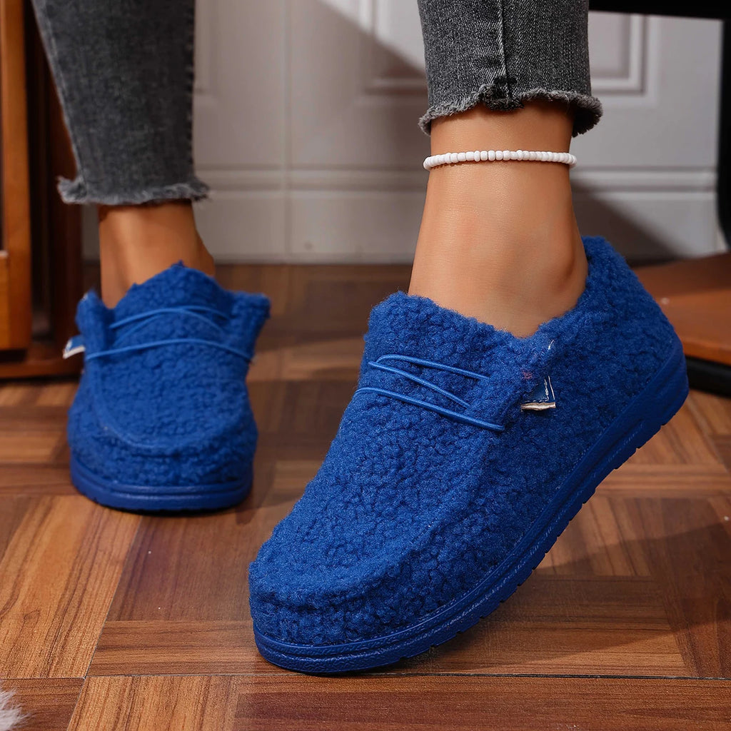 Women Flats Boots 2025 New Fashion Winter Warm Plush Shoes Casual Comfortable Thick Bottom Flats Boots Women Shoes for Women