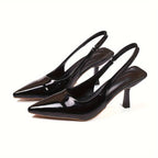 Women Sandals 2024 Spring New Brand Woman Slingback Shoes Fashion Ladies High Heels Elegant Med Heel Pointed Toe Slip on Sandal