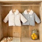 Winter Baby Girl Clothing  Plaid Coat Warm Fleece Lined Cartoon Bear Embroidery Children Cotton Padded Jacket