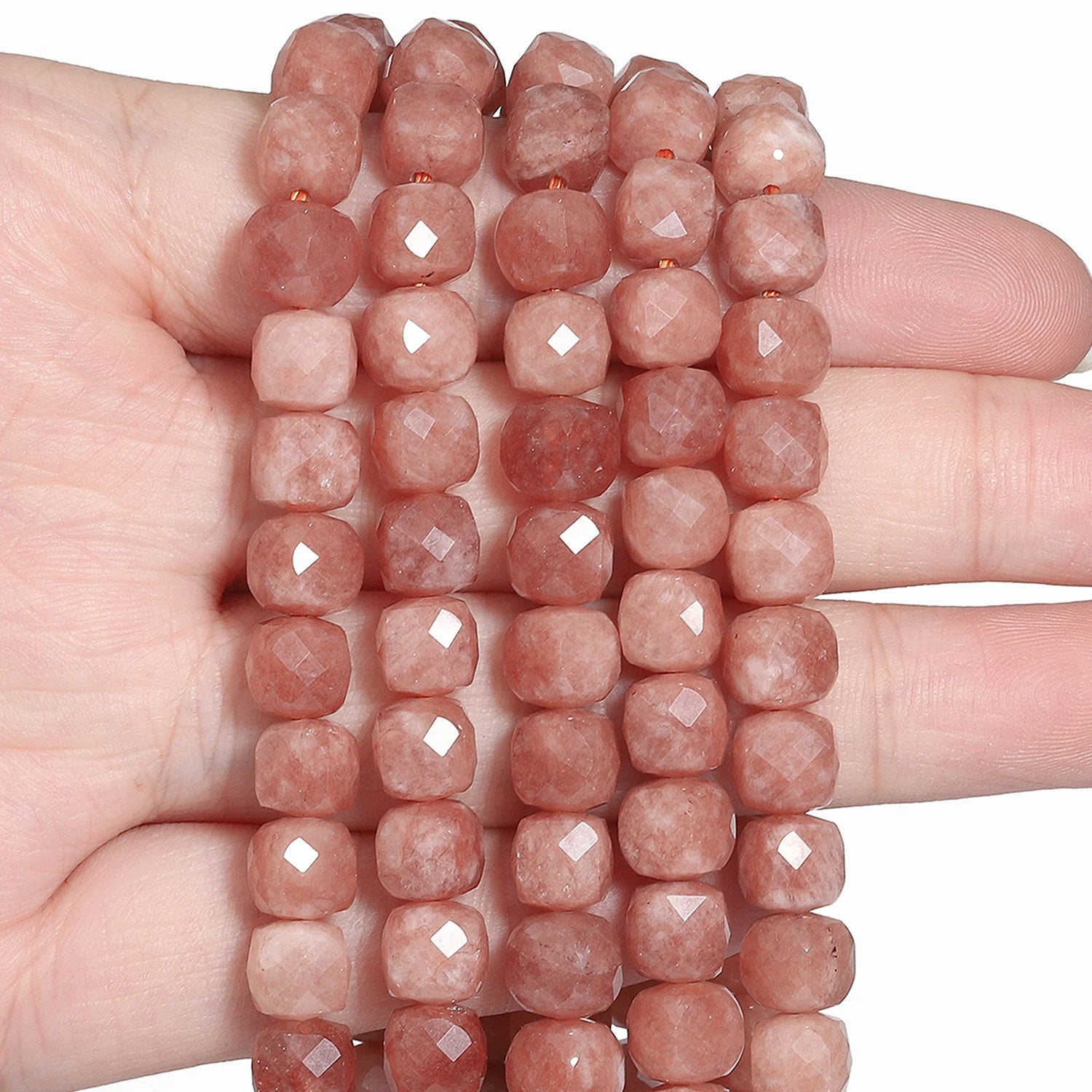 7-8mm Faceted Cube Beads Tourmaline Picture Jasper Agate Turquoise Amethyst Stone Beads for Jewelry Making Diy Accessories