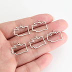 EUEAVAN 10pcs United States New York Washington State Map Pendant for Necklace Stainless Steel Charm DIY Jewelry Making Supplies