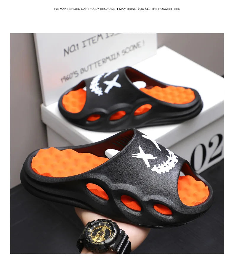 Men Fashion Massage Slippers Indoor/Outdoor Sandals Beach Flip Flop Thick Sole Male Slides Summer Non-Slip Men Shower Slippers