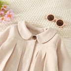 Winter New Girl'S Coat Long Warm Solid Color Fold Lapel Simple Fashion Girl Shawl Long Sleeve Loose Woolen Long Coat