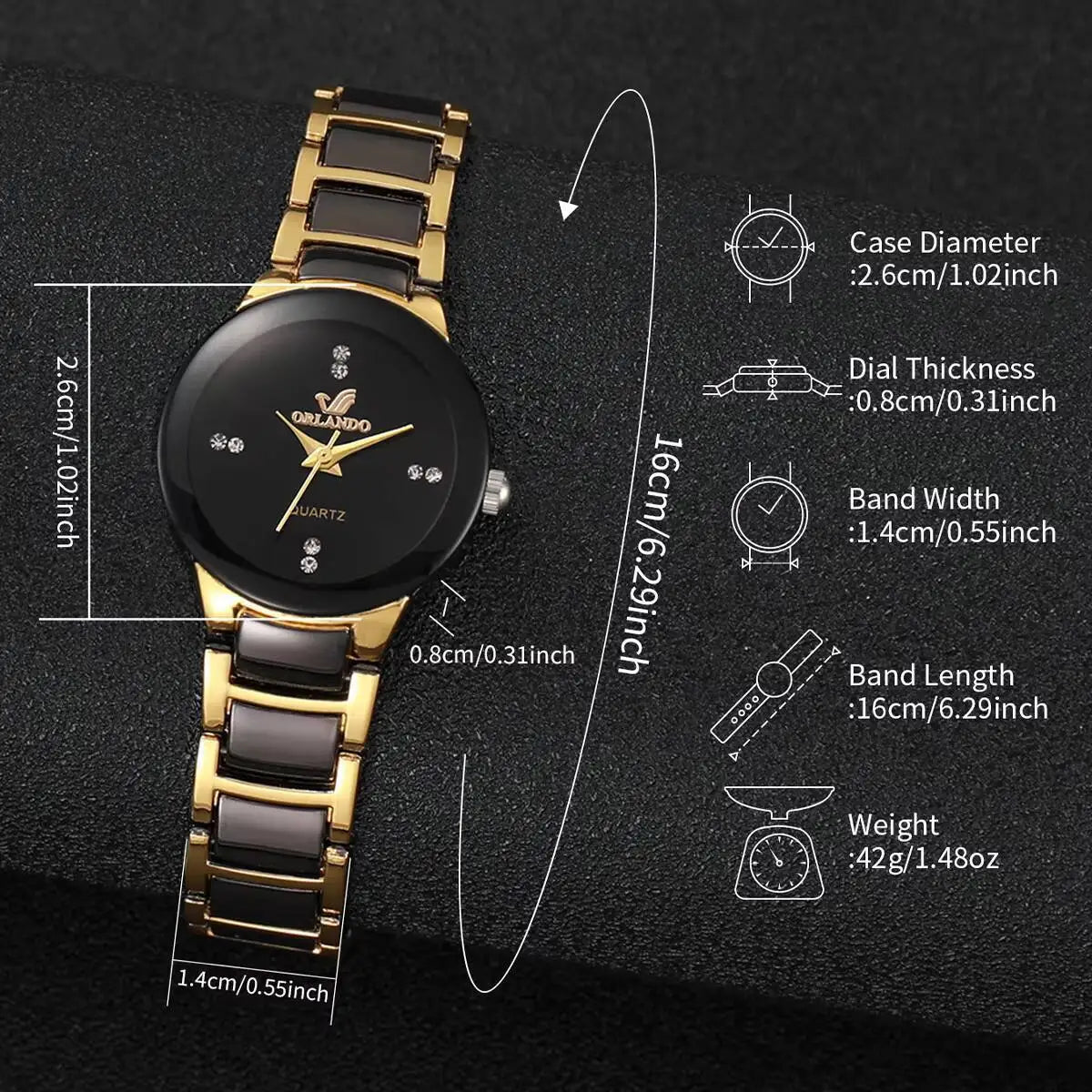 Couple wrist watch set, men's and women's quartz watch with steel strip, couple's watch set