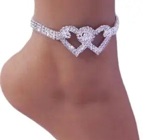 Geometric Oval Pendant Anklets for Women Sliver Color Vintage Crystal Chain Charm Anklet Beach Foot Jewelry