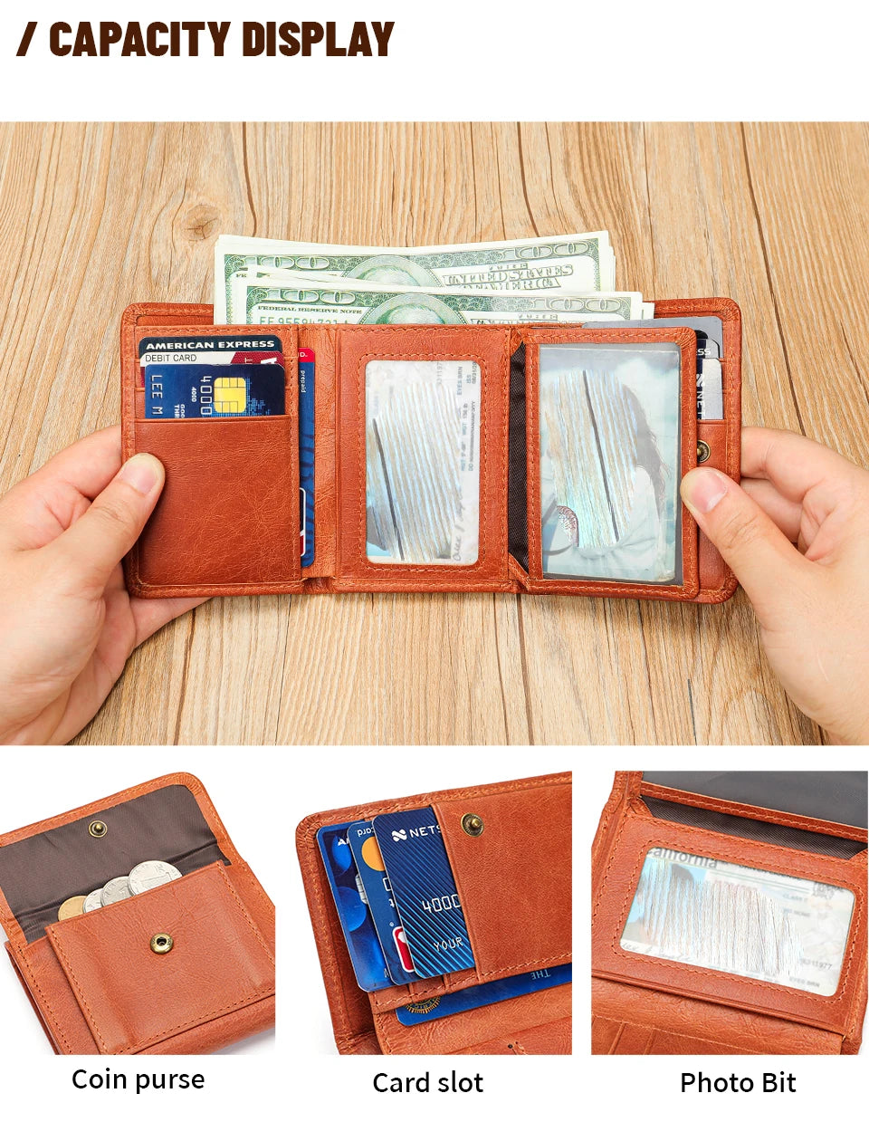 WESTAL Men's Leather Wallets for Card Holders Short Coin Purse Men Wallet Clutches for Photo Money Bags