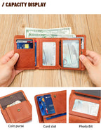 WESTAL Men's Leather Wallets for Card Holders Short Coin Purse Men Wallet Clutches for Photo Money Bags