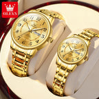 OLEVS 2891 Original Quartz Couple Watch Brand Luxury Double Calendar Waterproof Date Clock His and Her Watch Gift Couple Watch