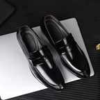 Men's Shoes Loafers Dress Man British Casual Single Leather Small Square Toe Mens Genuine Shoe Formal Black Elegant Good Quality