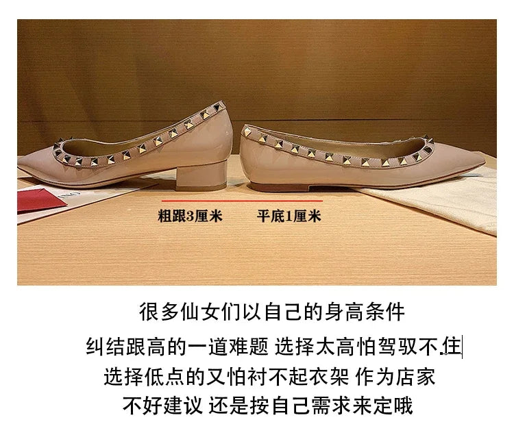 Women's Flat Shoes luxury woman shoes Leather Brand Rivet Flat Shoes Comfortable Casual Outdoor Pointed Toe Shallow Ladies shoes