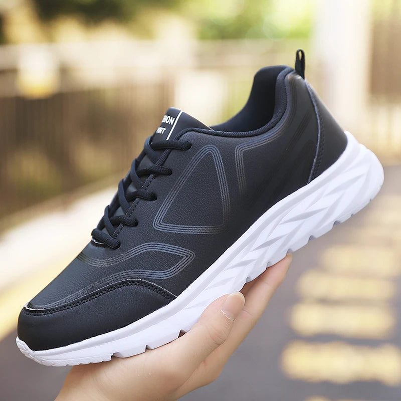 Men's Shoes Summer Men Sneakers Comfortable Classic Casual Flat Shoes Outdoor Walking Sport Black Shoe Man PU Leather Masculino