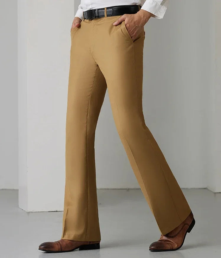 Man Suits Pants Draped Flared Fluid Tight Wide Leg Black Business Social Tailoring Bell Mouth Trousers for Men Up Formal Classic