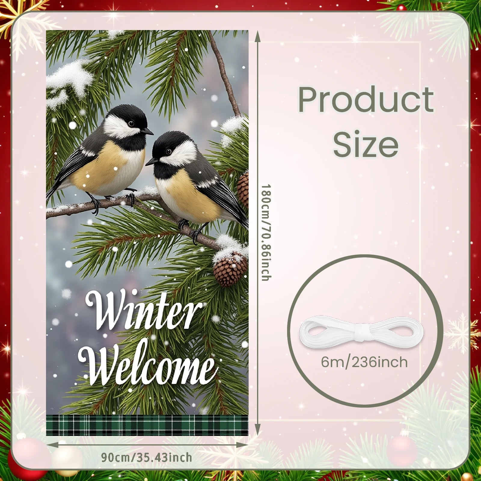 Winter Scene Welcome Banner Snow Forest Bird Art for Home Decor  Decoration Winter Party Christmas Navidad New Year Decor 2026