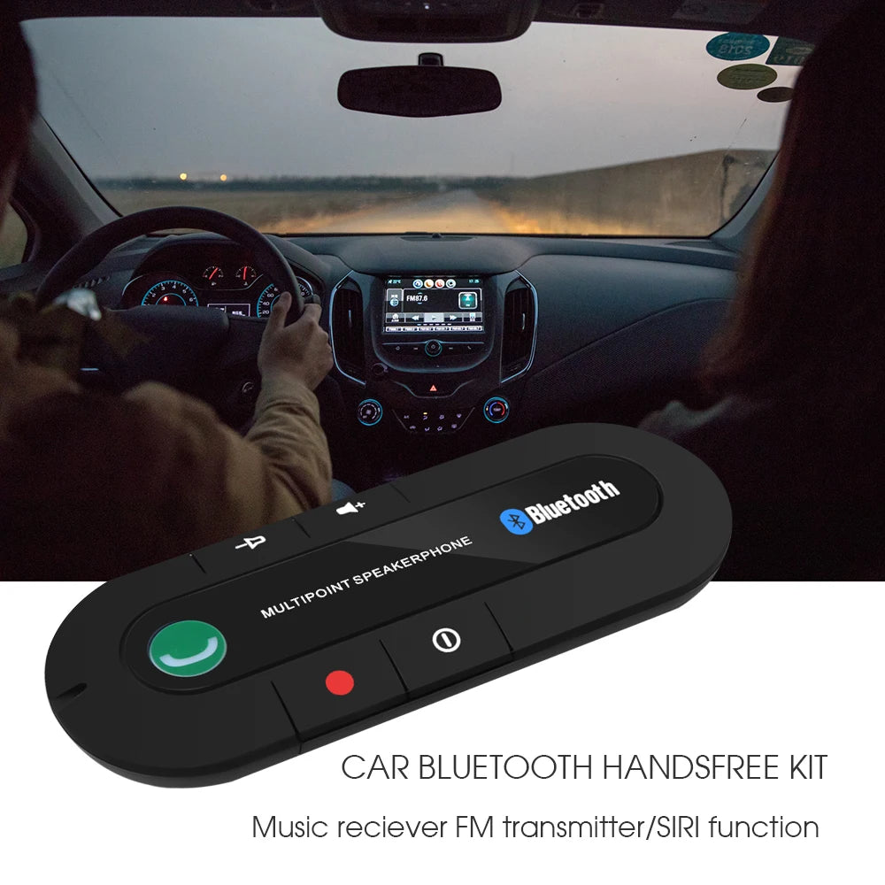 Car Handsfree Phone 4.1+EDR Wireless Bluetooth Compatible Handsfree Car Kit MP3 Music Player USB Power Audio Receiver Visor Clip
