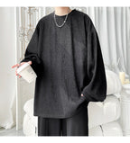 Men's High Street Long Sleeve T-Shirt - Trendy Casual Top Loose Fit Comfortable Wear, Modern Minimalist Style, Everyday Essentia