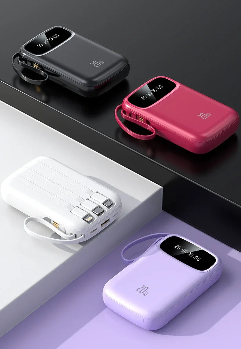 BCAK/ flagship store 200000 Milliampere Wholesale Power Bank with Built-in Cable, Mini, Portable, Fast Charging Mobile Power Sup