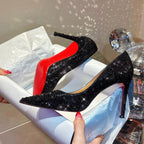 High Heels Women Star Style Sexy Red sole luxury Brand  Woman High Heels Pointed toe glitter Pumps elegant Party Shoes