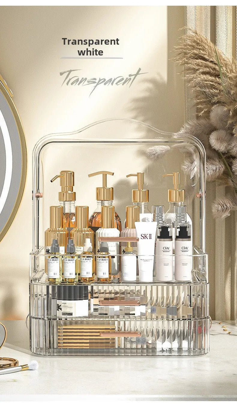 Cosmetics storage box Desktop dust drawer type large-capacity finishing box Multifunctional skin care product storage box