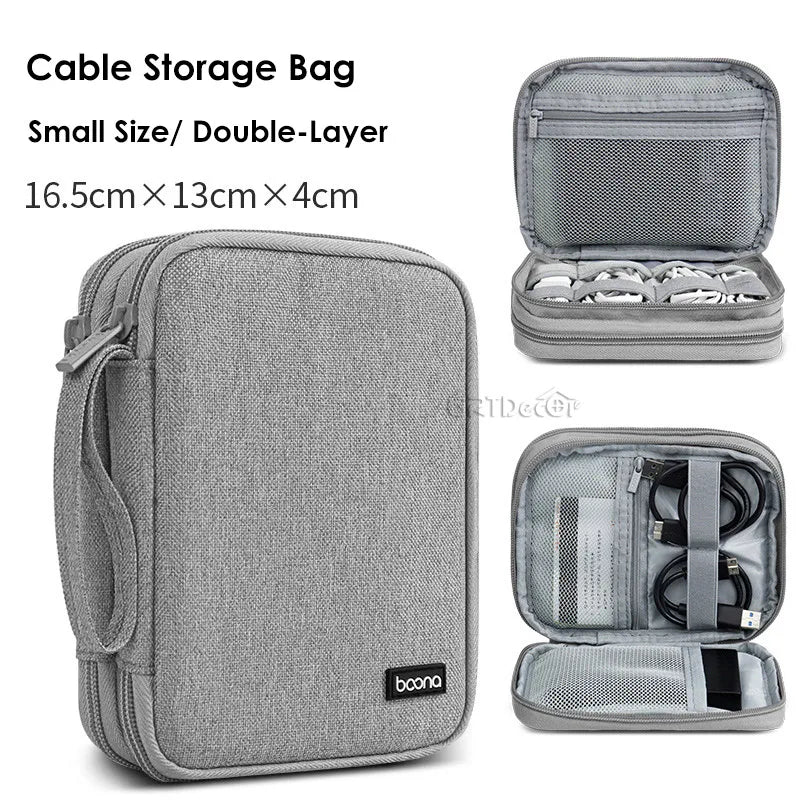 Electronics Protective Storage Bags for Cable Organizer Bag Handheld Tech Pouch for Tablet Phones & Power Banks Organizador Case