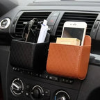 Car Mobile Phone PU Leather Bag Car Phone Holder Air Vent Mount Hanging Storage Box Glasses Organizer Support in Car Accessories