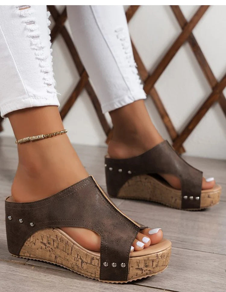 Women's Sandals High Heels Sandals With Wedges Shoes Woman Platform Sandals Summer Peep Toe Heeled Slippers Sandalias De Mujer