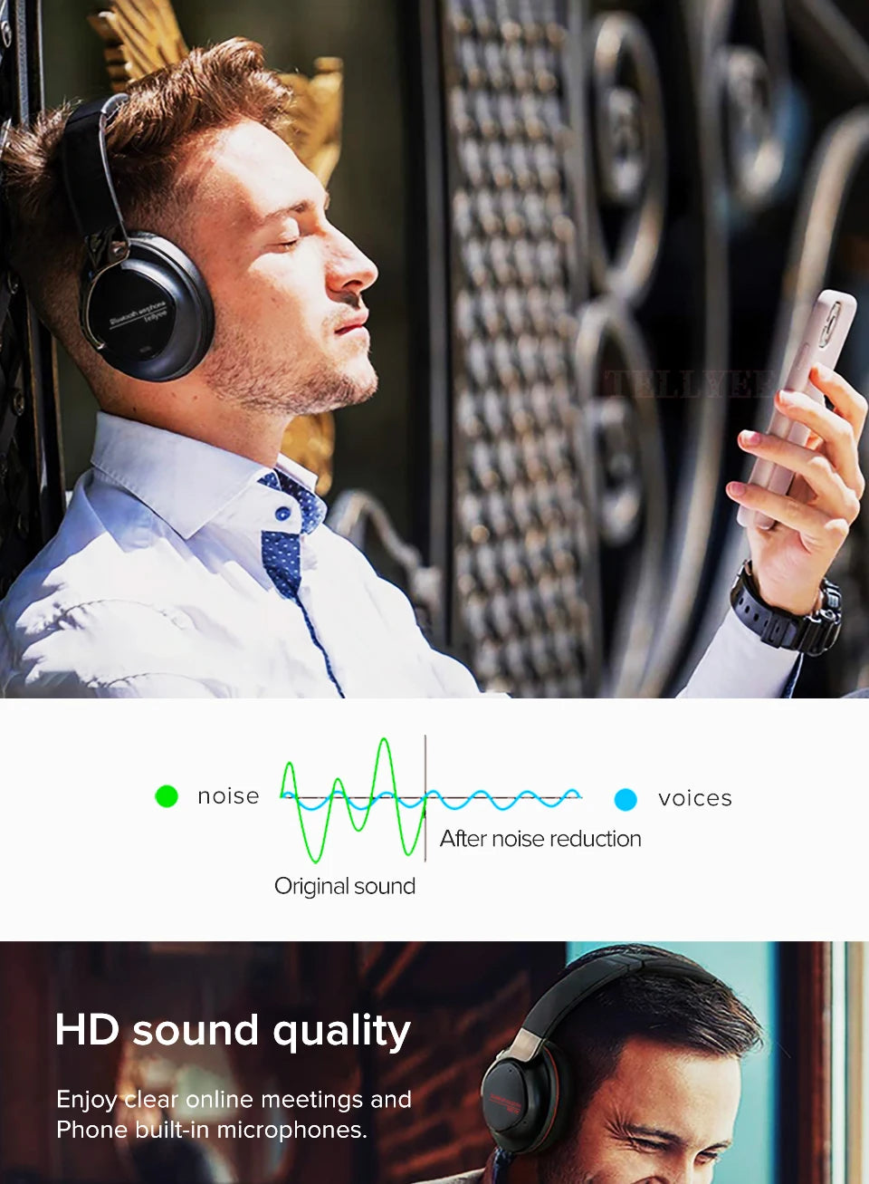 Wireless Bluetooth headphones noise-cancelling stereo 5.3 headphones high-quality wireless headphones HIFi sound effects