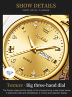 OLEVS Luxury Gold Couple Watches Stainless Steel Original Quartz Watch for Lover Waterproof Luminous Date Week Trend Dress New