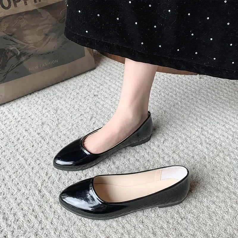 Women Candy Color Ballet Flats White Wedding Shoes Woman Flats Patent Leather Slip on Shoes Zapatos Mujer Ladies Boat Shoes NEW