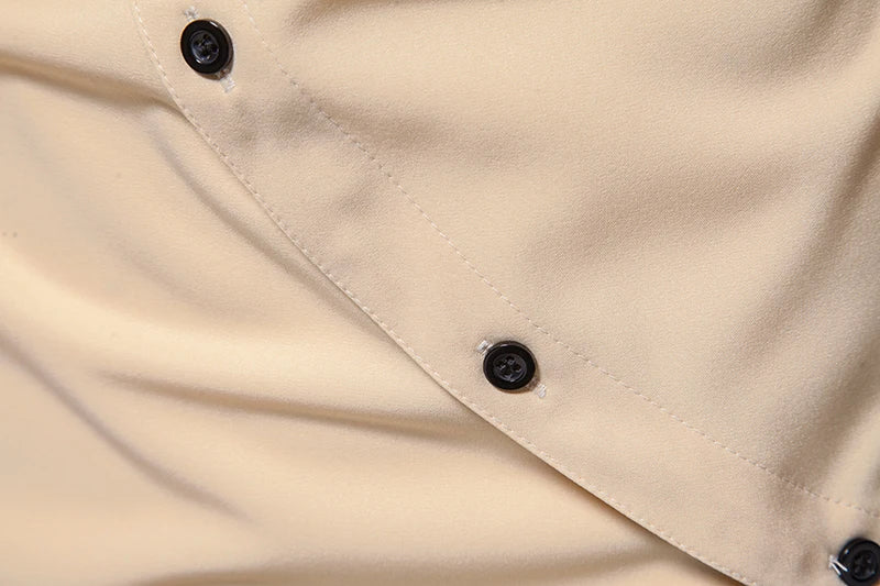 Men Shirt Long Sleeve Personality Diagonal Button Shirts for Men Luxury Designer Irregular Henry Collar Top Grade Tops