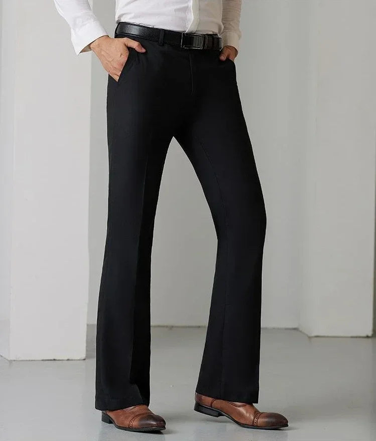 Man Suits Pants Draped Flared Fluid Tight Wide Leg Black Business Social Tailoring Bell Mouth Trousers for Men Up Formal Classic