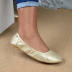 Women Ballet Flats Fashion Foldable Leather Loafers Soft Slip on Woman Luxury Brand Prom Ballerina Flats Wedding Party Shoes