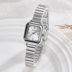 A small, exquisite and light luxury watch with a steel band for women, exuding a sense of artistic, niche and high-end style