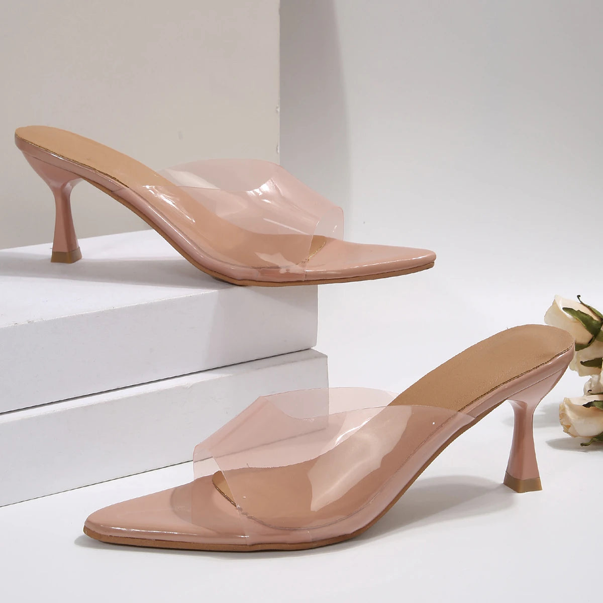 Sexy High Heels Women Slippers Designer Heeled Sandals Woman Shoes Summer 2025 Brand Home Slides Elegant Flip Flops Sandalias