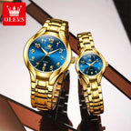 OLEVS 3650 Couple Watches For Men Women Number Scale Waterproof Quartz Dress Wristwatch Luminous Luxury Calendar Business Watch