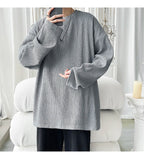 Men's High Street Long Sleeve T-Shirt - Trendy Casual Top Loose Fit Comfortable Wear, Modern Minimalist Style, Everyday Essentia